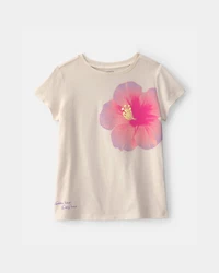 Girls Tropical Flower Graphic Tee - Ivory