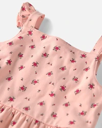 Toddler Girl Organic Cotton Tiered Dress Blush Floral Print