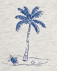 Baby 2-Piece Beach Print Short Set - Grey