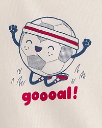 Baby Soccer Ball Graphic Bodysuit - Ivory