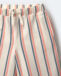 Toddler Girl Wide-Leg Capri Pant Stripes - Cream