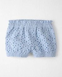 Baby Girl 3-Piece Organic Cotton Outfit Set Blue Eyelet