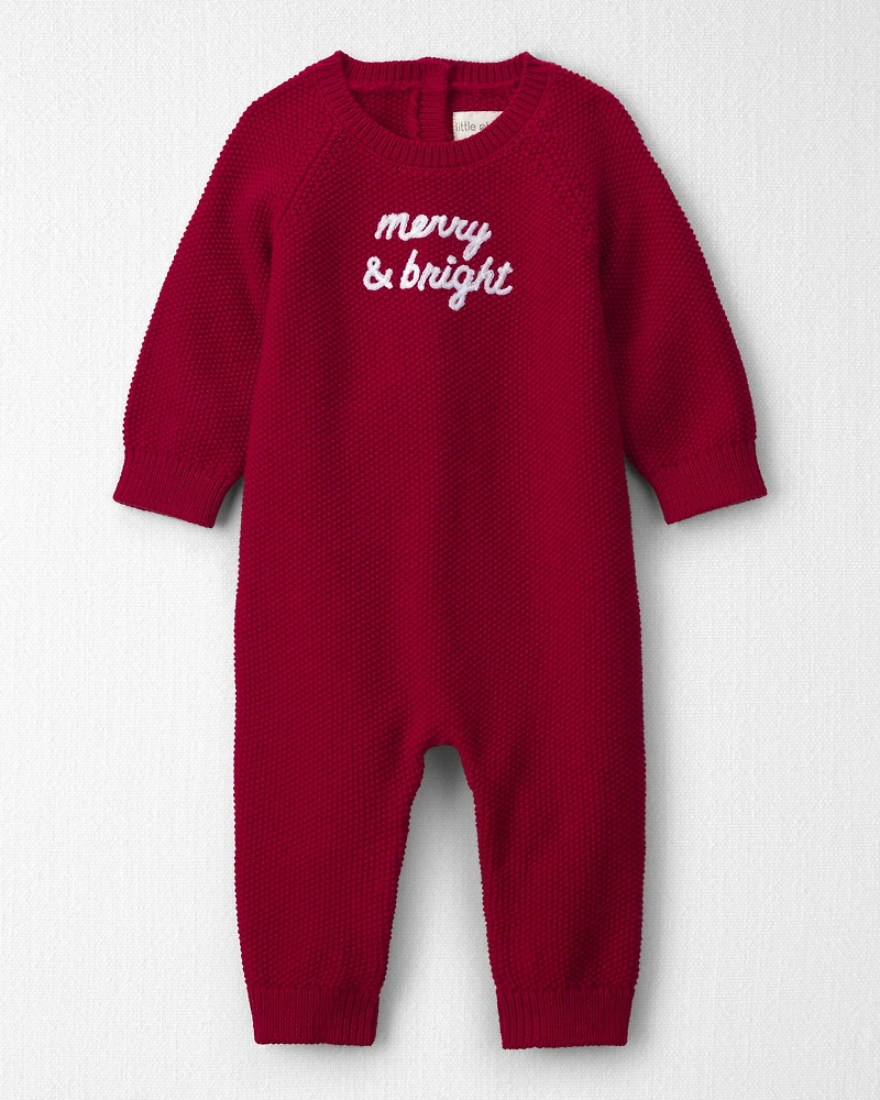 Baby Organic Cotton 'Merry & Bright' Sweater Knit Jumpsuit