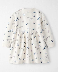 Toddler Girl French Terry Dress Made with Organic Cotton Snowy Slopes Print