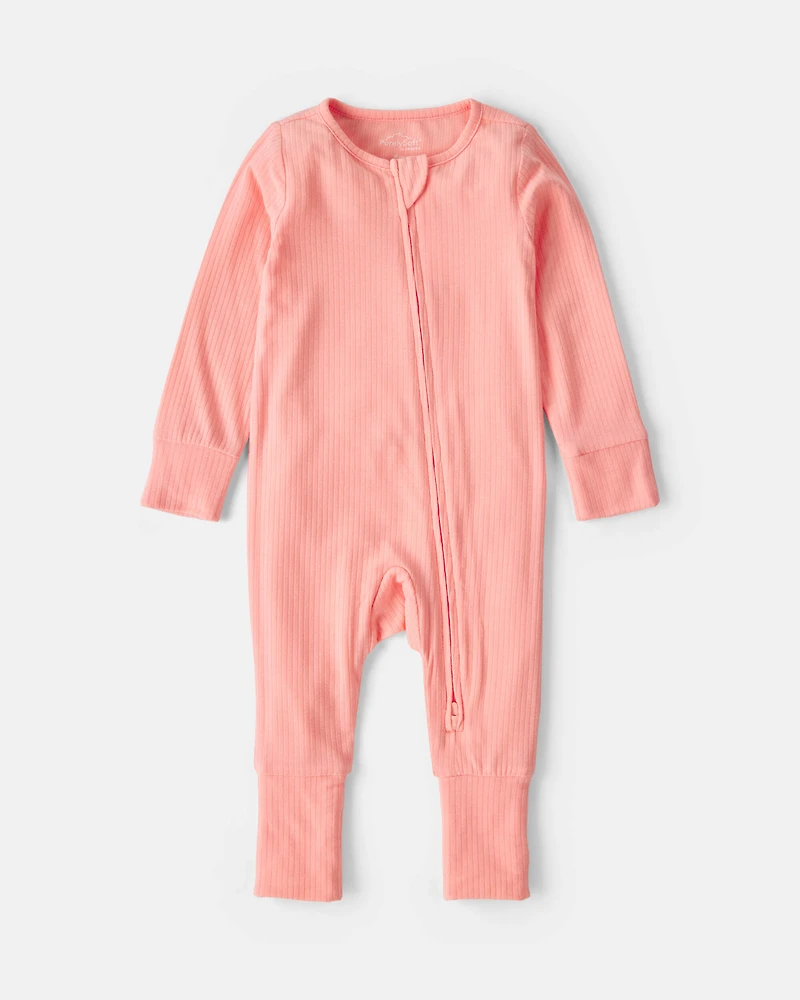 Baby Girl PurelySoft™ 2-Way Zip Sleeper - Coral