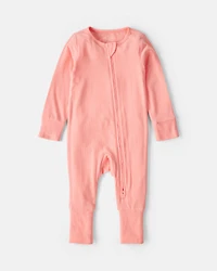 Baby Girl PurelySoft™ 2-Way Zip Sleeper - Coral