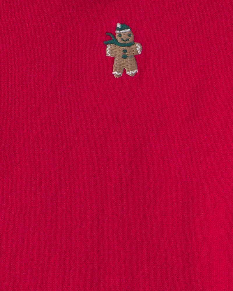 Boys Gingerbread Polo Sweater - Red