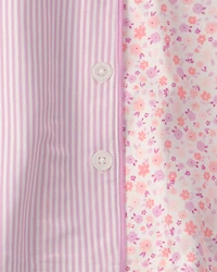 Girls Floral Stripe Short-Sleeve Loose Fit 2-Piece pyjama Set - Pink