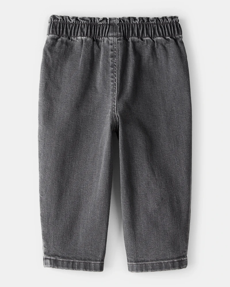 Baby Girl Heart Pocket Barrel Jeans - Black