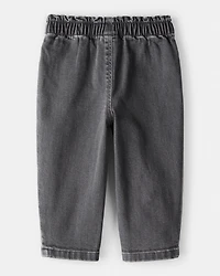 Baby Girl Heart Pocket Barrel Jeans - Black