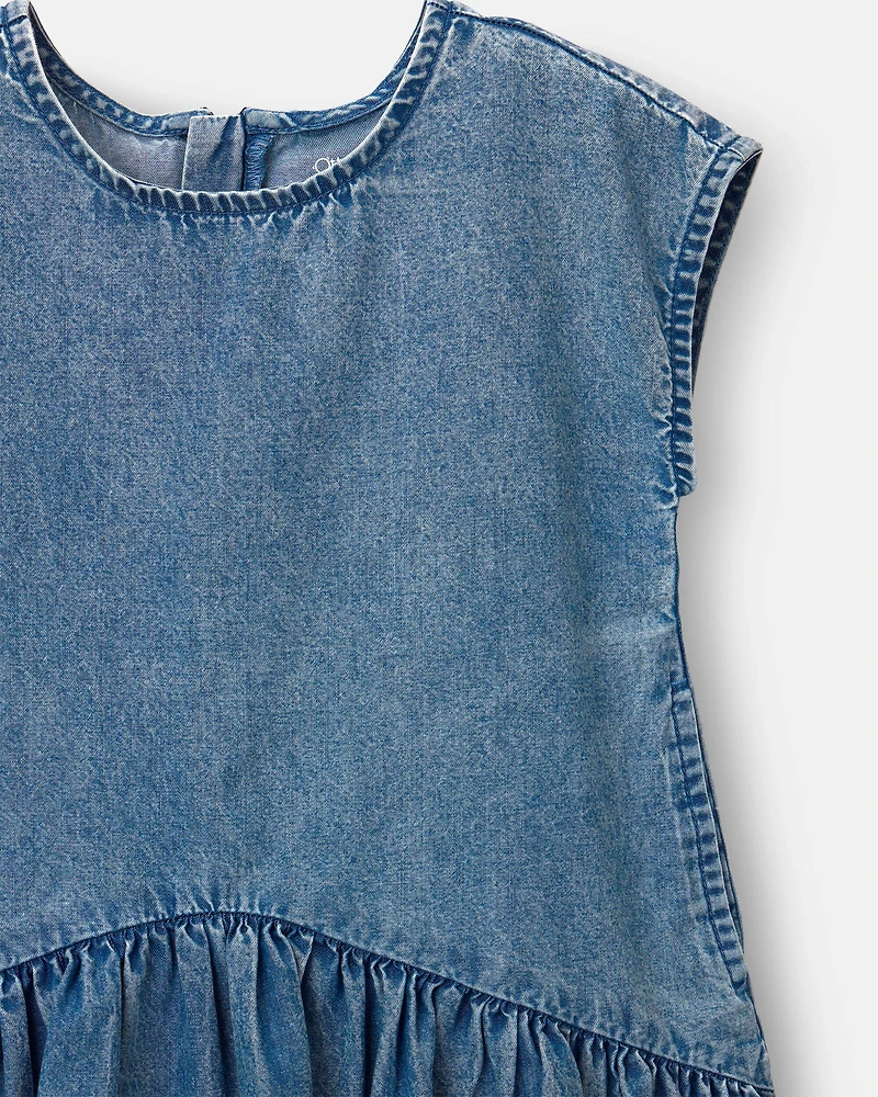 Toddler Girl Asymmetrical Drop-Waist Dress Chambray