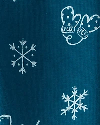 Toddler Girl Winter Print Pull-On Stretch Leggings - Blue
