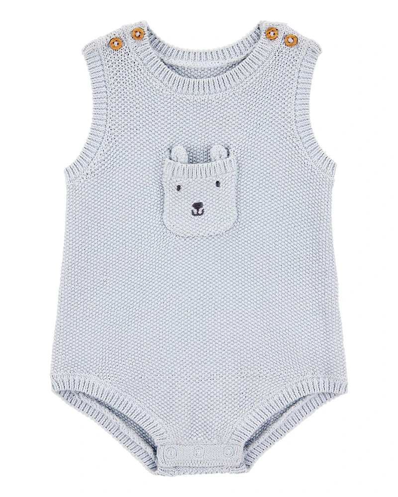Baby Solid Cotton Romper - Blue