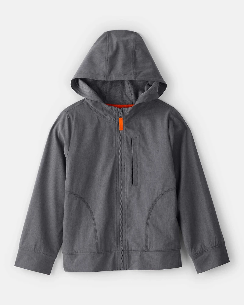 Boys Active Hooded Zip-Up Jacket - Grey