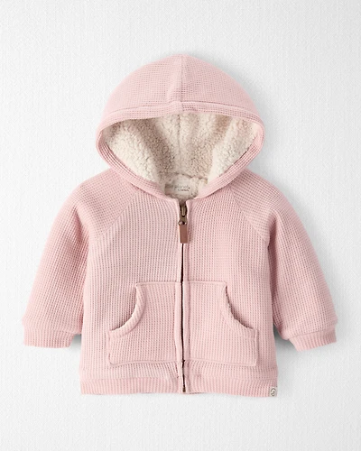 Baby Girl Waffle Knit Hooded Jacket Made with Organic Cotton