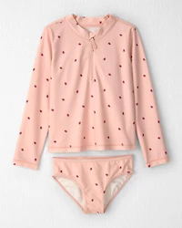 Girls 2-Piece Recycled Rashguard Swimsuit Set Blissful Petals Print
