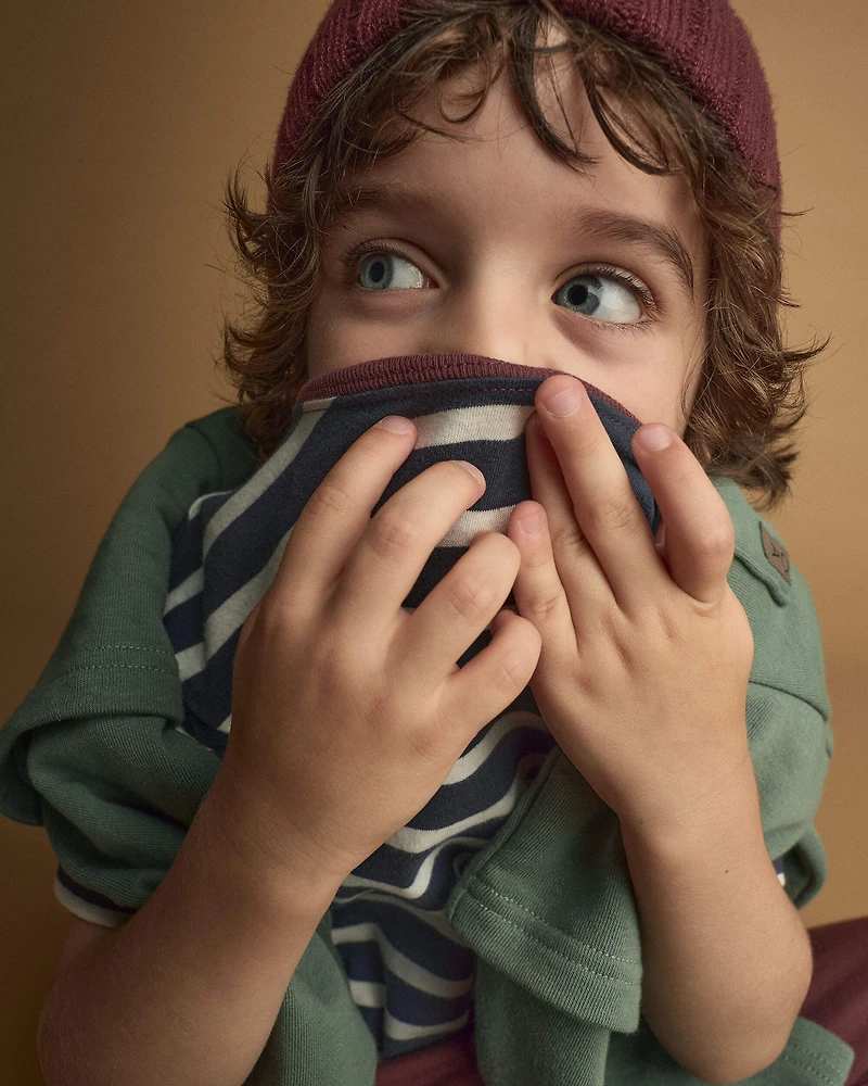 Toddler Relaxed Tee Stripes - Navy/Burgundy