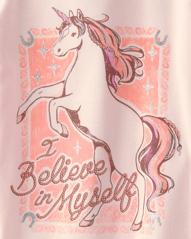 Girls Unicorn 100% Cotton Snug Fit 4-Piece Pyjama Set - Pink