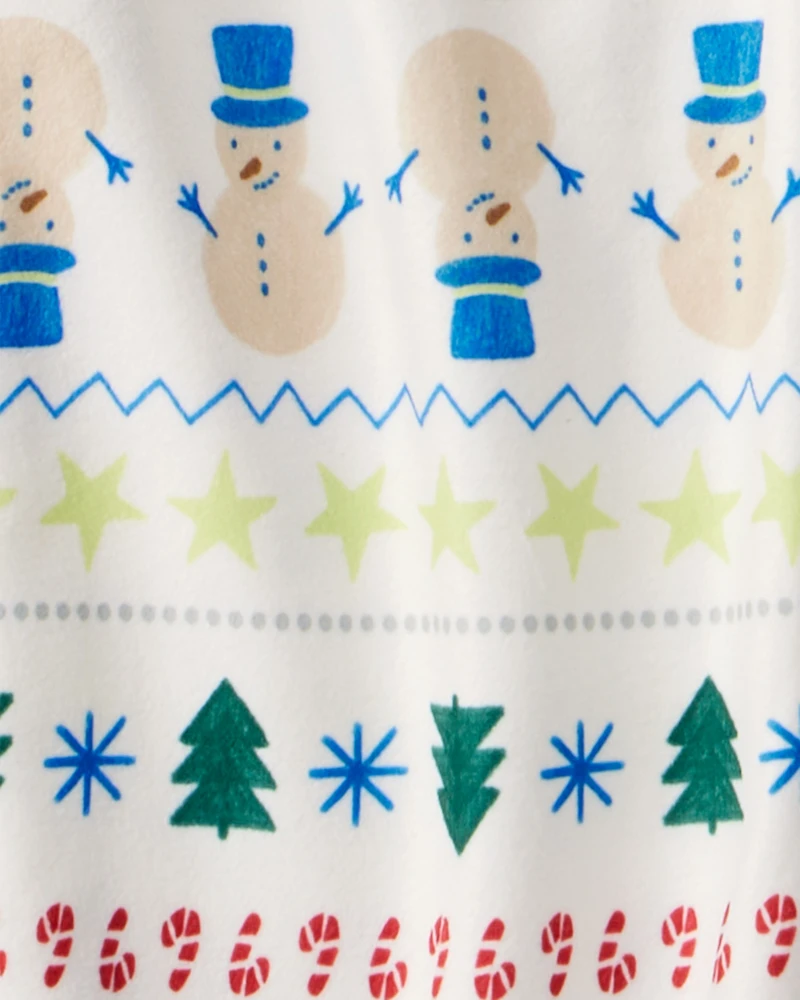 Kid Christmas Fair Isle Cotton Long-Sleeve Snug Fit 2-Piece pyjamas - Green/White