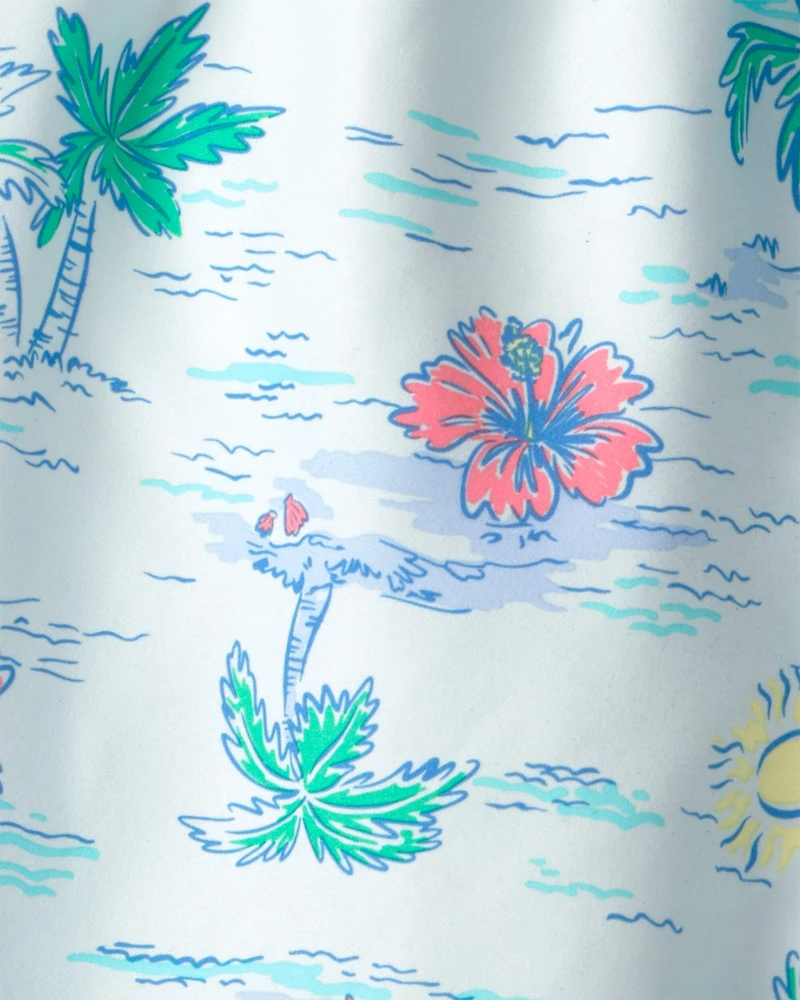 Boys Floral  Swim Trunks - Blue