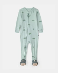 Baby Dinosaur 100% Cotton Snug Fit 1-Piece Pajama Set - Green