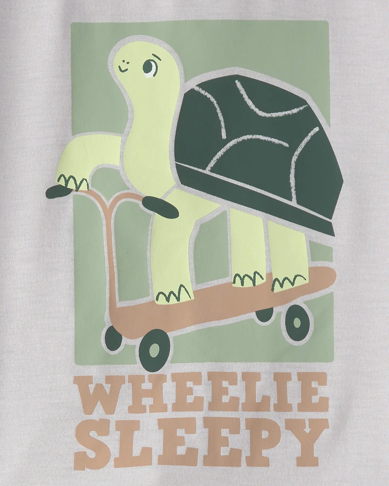 Toddler Boy Turtle Loose Fit 2-Piece Pyjama Set - Grey/Green