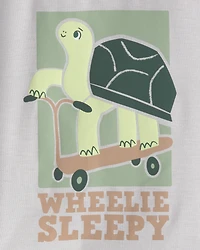 Toddler Boy Turtle Loose Fit 2-Piece Pyjama Set - Grey/Green