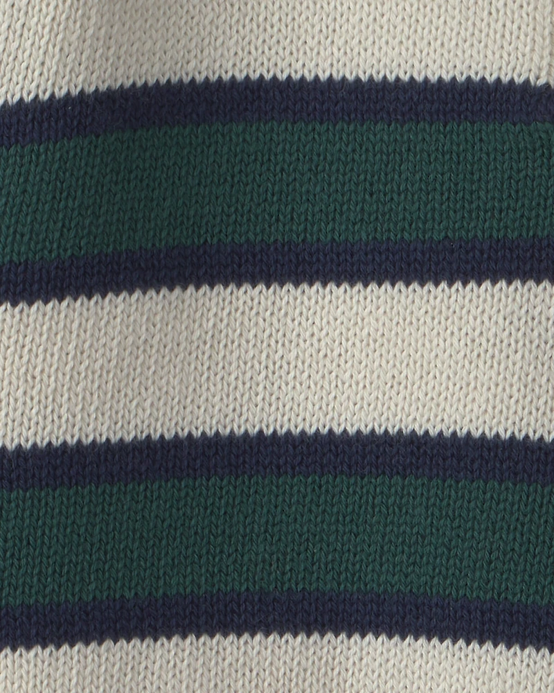 Baby Boy Organic Cotton Sweater Knit Polo Stripes