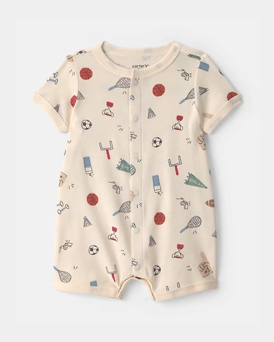 Baby Sports Short-Sleeve Romper - Ivory