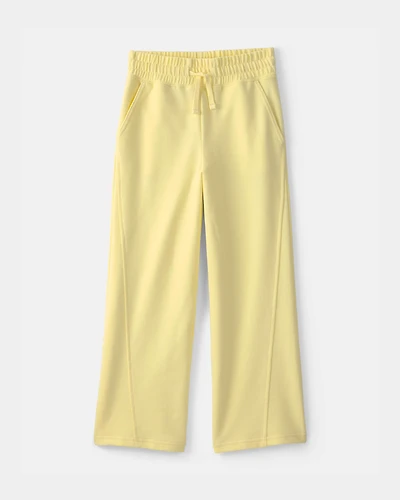 Girls French Terry Wide-Leg Pants - Yellow