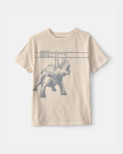 Boys Triceratops Dinosaur Graphic Tee – Cream