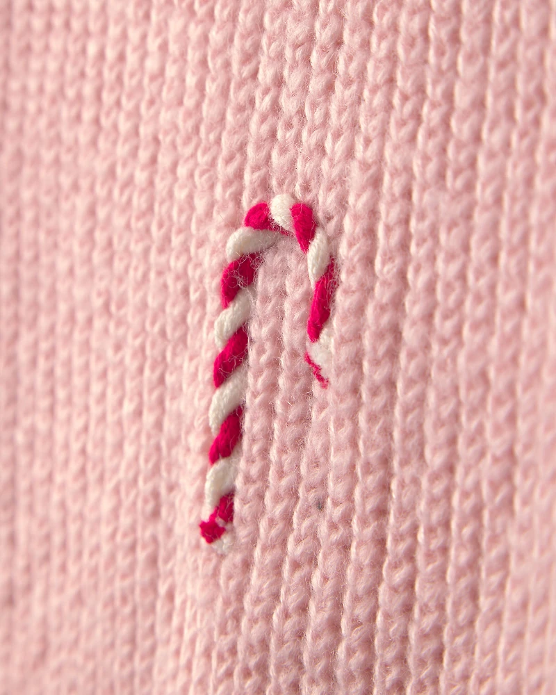 Girls Candy Cane Sweater - Pink