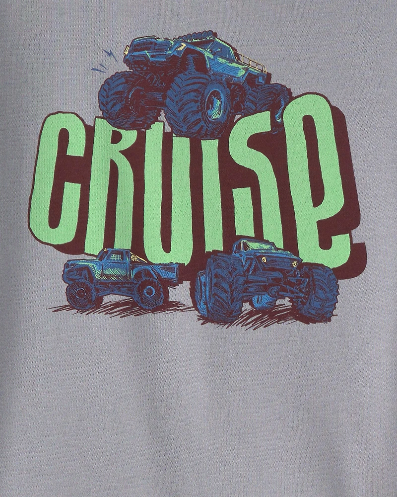 Toddler Boy Monster Truck 100% Cotton Snug Fit 4-Piece Pyjama Set - Grey