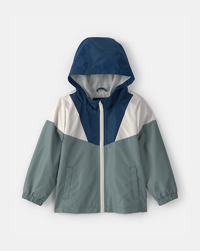Toddler Boy Colurblock Windbreaker- Blue/Green