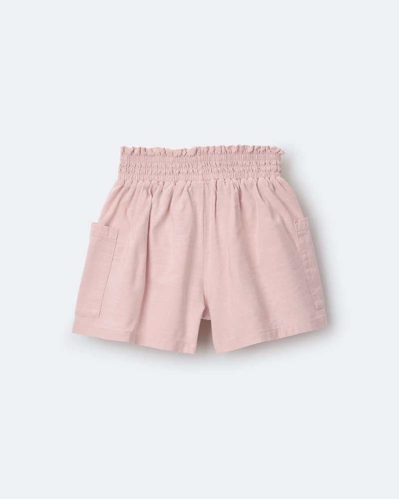 Toddler Girl Swing Short with Pockets - Rose