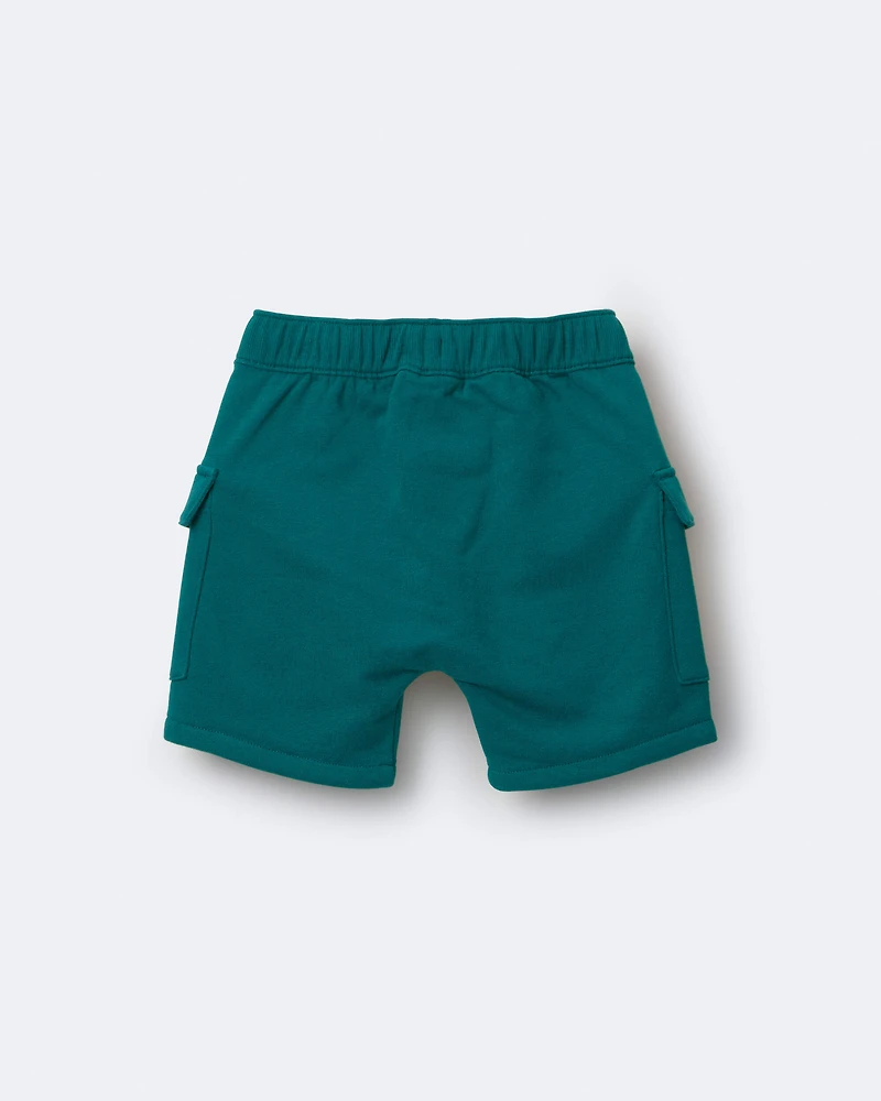 Toddler Boy French Terry Cargo Shorts - Green