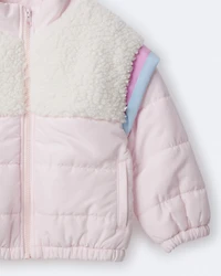 Toddler Girl Colourblock Zip-Up Jacket - Light Pink/Cream
