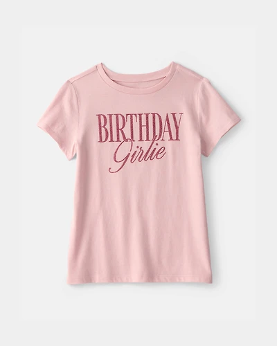 Girls 'Birthday Girlie' Graphic Tee - Pink