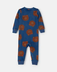 Baby Boy 1-Piece Bear 2-Way Zip DreamPlush Snug Fit Pyjama - Navy Blue