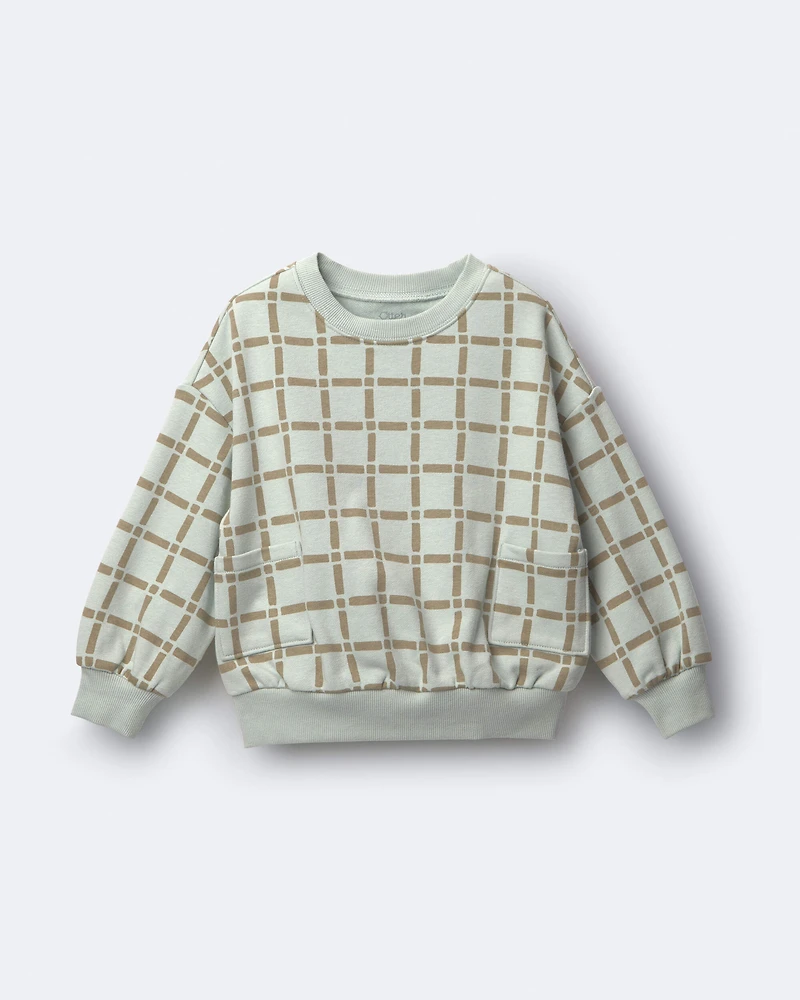 Toddler Otter Sweatshirt™ with Pockets Checkered Print - Light Blue