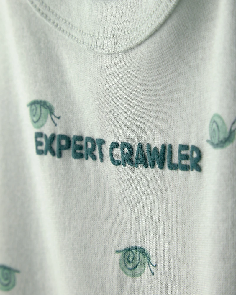 Baby Boy Snail Short-Sleeve Romper - Green