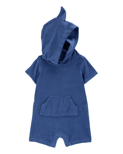 Baby Shark Hood Fastening Romper-Blue