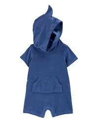 Baby Shark Hood Fastening Romper-Blue