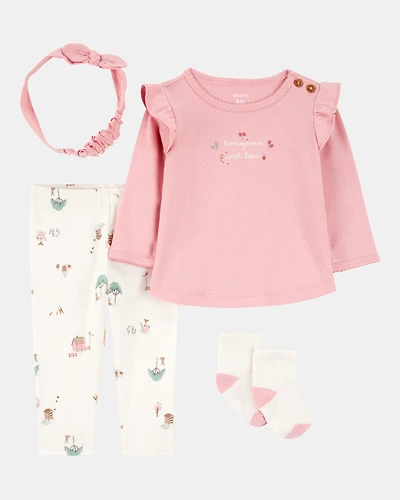 Baby 4-Piece Barn Print Outfit Set