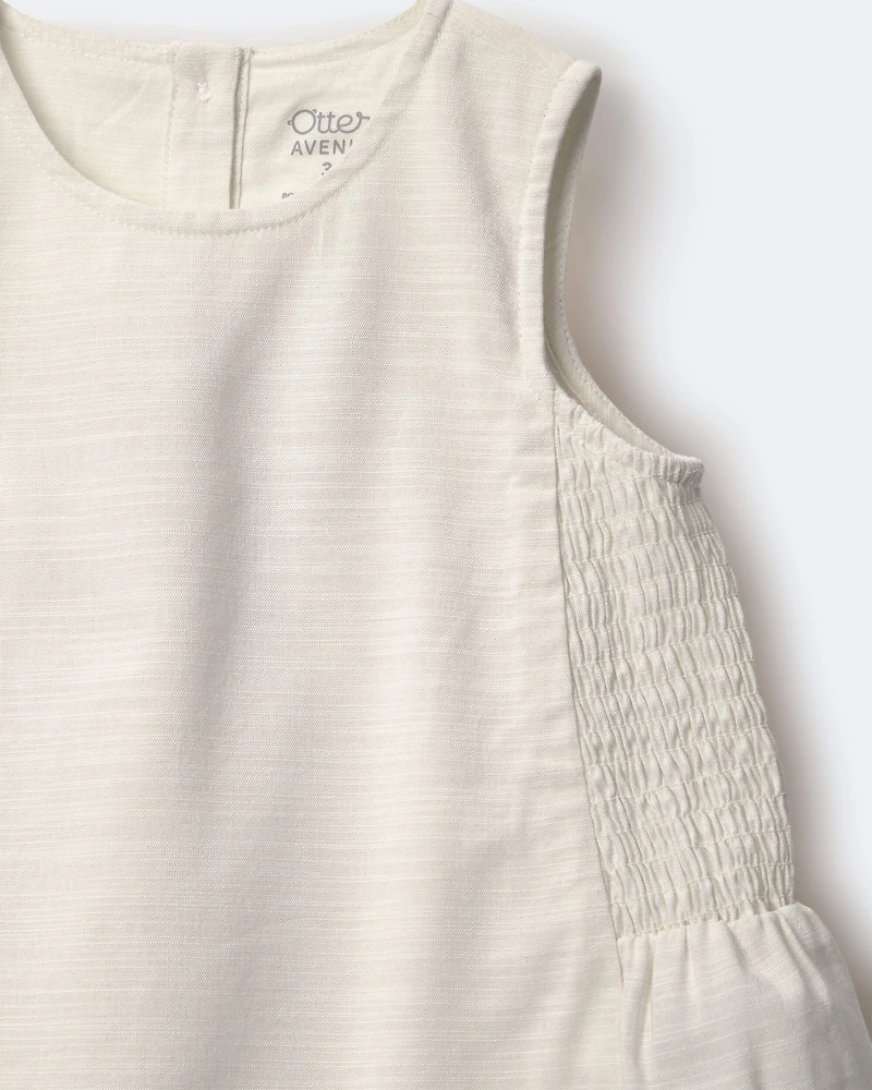 Toddler Girl Smocked Top - Cream