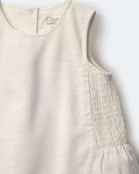 Toddler Girl Smocked Top - Cream