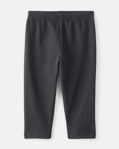 Baby Girl Pull-On Stretch Cozy Leggings - Black