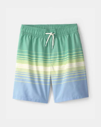 Boys Striped Swim Trunks - Blue/Green/Yellow