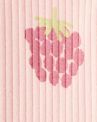 Baby Girl Raspberry Print Cotton Pull-On Pants - Pink