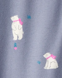 Baby Girl Polar Bear Print 100% Cotton Snug Fit Sleeper - Grey